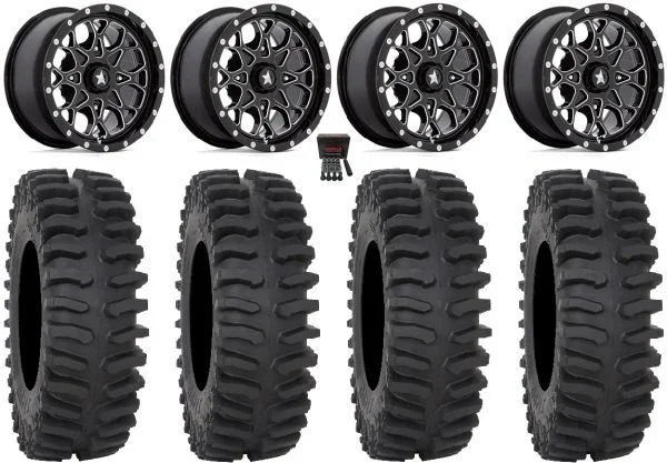 MSA Portal 14″ Wheels Milled 28″ XT400 Tires Honda Rincon Yamaha Rhino Kawasaki Brute Force Suzuki KingQuad