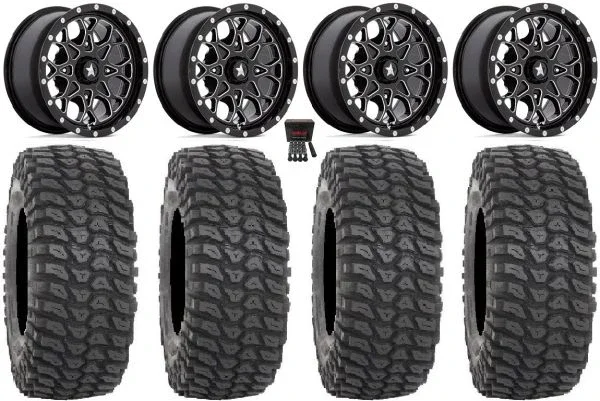 MSA Portal 15″ Wheels Milled 32″ XCR350 Tires Kawasaki Teryx Mule