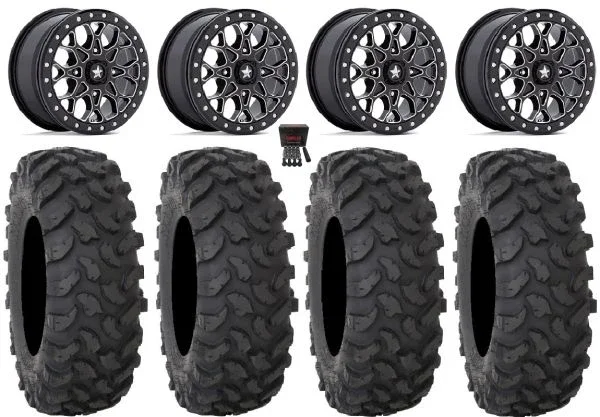 MSA Portal Beadlock 15″ Wheels Milled 32″ XTR370 Tires Kawasaki Mule Pro FXT KRX / Yamaha Wolverine RMAX / YXZ 2019+