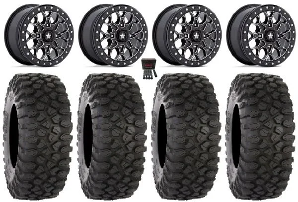 MSA Portal Beadlock 15″ Wheels Milled 33″ XC450 Tires Kawasaki Teryx Mule