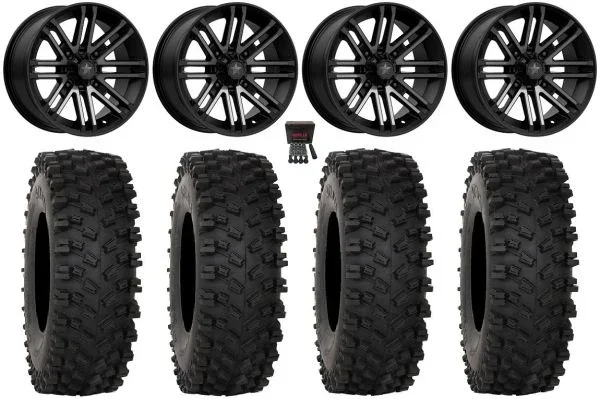 MSA Rogue 15″ Wheels Black 37″ ATX470 Tires Can-Am Maverick X3 / Honda Pioneer 1000 / Talon