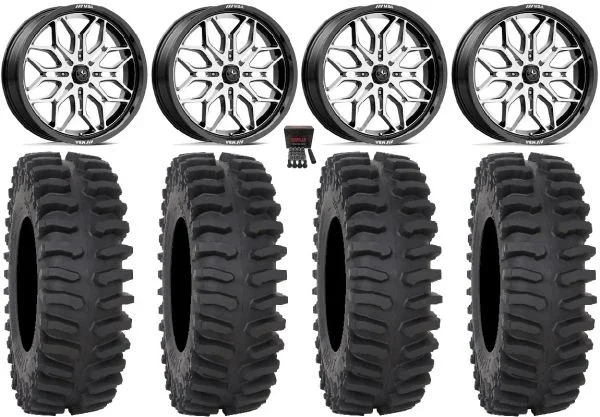 MSA Sniper 20″ Wheels Machined 33″ XT400 Tires Kawasaki Mule Pro FXT KRX / Yamaha Wolverine RMAX / YXZ 2019+