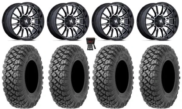 MSA ThunderLips 14″ Wheels Machined 30″ Alpha Tires Kawasaki Mule Pro FXT KRX / Yamaha Wolverine RMAX / YXZ 2019+