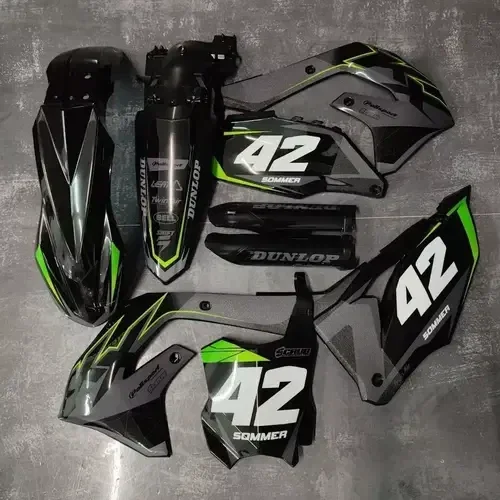 Plastics + Graphics Kawasaki KX Restyle KX125 KX250 2003 custom number + name