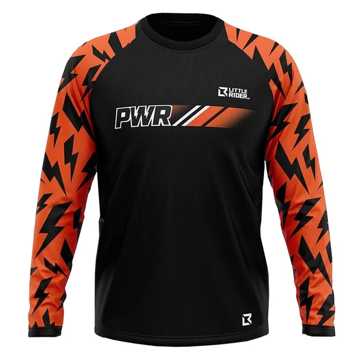 PWR Bikes Superbolt / Little Rider Tech Jersey – Black/Orange – Age 8/9 863214-M-021