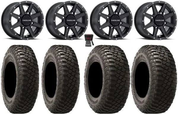 Raceline Hostage 14″ Black Wheels 27″ BFG KM3 Tires Polaris RZR XP 1000 / PRO XP / Ranger XP 900/1000