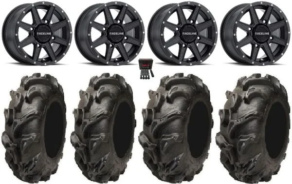Raceline Hostage 14″ Black Wheels 27″ Mega Mayhem Tires Polaris RZR XP 1000 / PRO XP / Ranger XP 900/1000