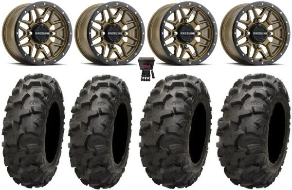 Raceline Krank 14″ Bronze Wheels 27″ Blackwater Tires Can-Am Maverick X3 / Honda Pioneer 1000 / Talon