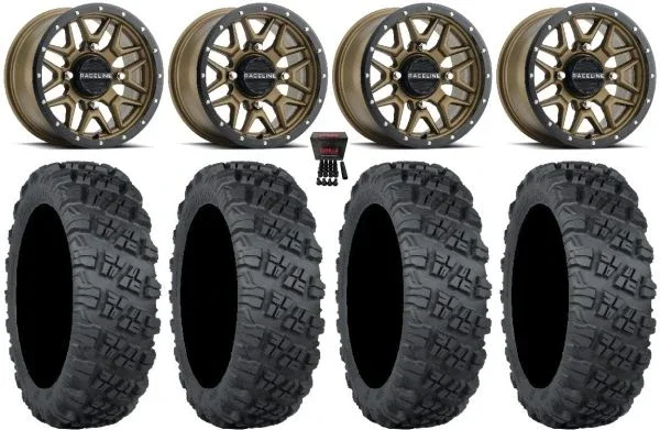 Raceline Krank 14″ Bronze Wheels 28″ Versa Cross V3 Tires Can-Am Maverick X3 / Honda Pioneer 1000 / Talon