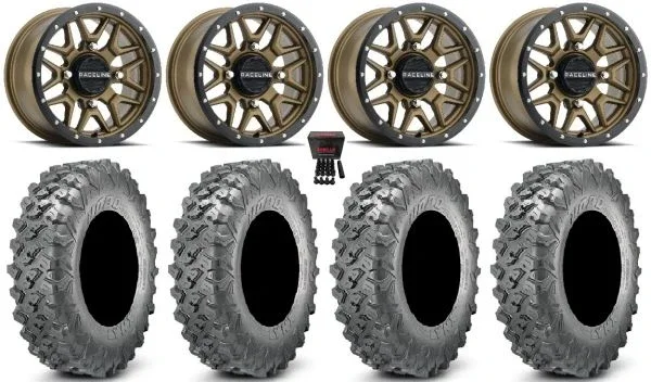 Raceline Krank 14″ Wheels Bronze +38mm 32″ Lynx SXS Tires Kawasaki Mule Pro FXT KRX / Yamaha Wolverine RMAX / YXZ 2019+