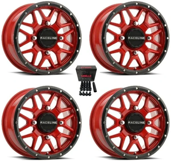 Raceline Krank 15″ UTV Wheels/Rims Red Kawasaki Mule Pro FXT KRX / Yamaha Wolverine RMAX / YXZ 2019+