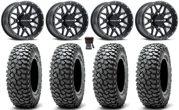 Raceline Krank 15″ Wheels Black 37″ RocScraper Tires Polaris RZR XP 1000 / PRO XP / Ranger XP 900/1000