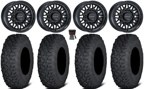 Raceline Omega 15″ Wheels Gloss Black 35″ Coyote Tires Polaris RZR XP 1000 / PRO XP / Ranger XP 900/1000