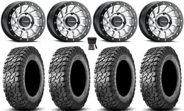Raceline Squad Bdlk 15″ Wheels Si +38mm 34″ Predator Tires Kawasaki Mule Pro FXT KRX / Yamaha Wolverine RMAX / YXZ 2019+