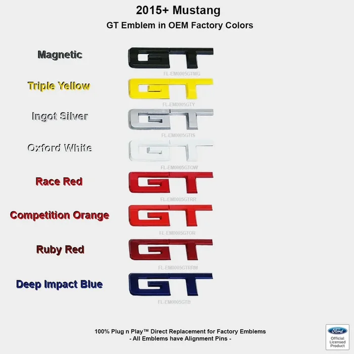 Rear GT Emblem (Ruby Red) for Mustang 5.0L GT 2015-23 | #EM0005GTRRM | Ford