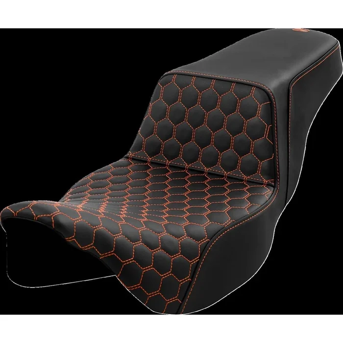 Saddlemen Step-Up Seat – Honeycomb – Extended Reach – Orange Stitching A808-07B-178ORA