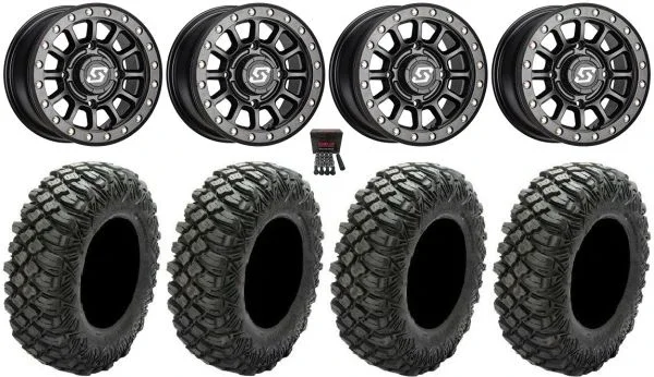 Sedona Sano Bdlk 15×6 Wheels Bk 32″ Crawler XR Tires Polaris Sportsman / RZR / Ranger