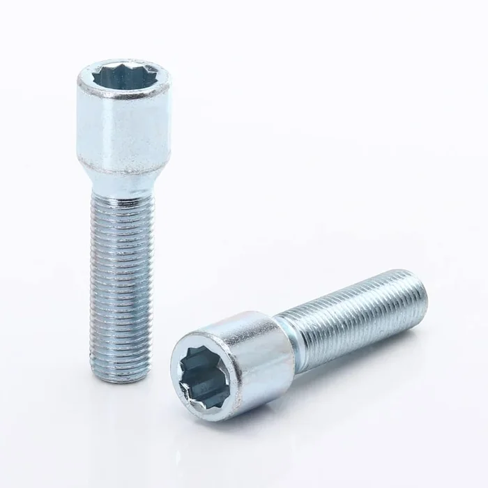 Set of 10 SILVER star bolts 50mm 14×1,5 + Key