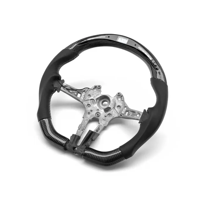SHFT BMW Flat Bottom Steering Wheel In Gloss Carbon Fibre & Leather With LED Race Display