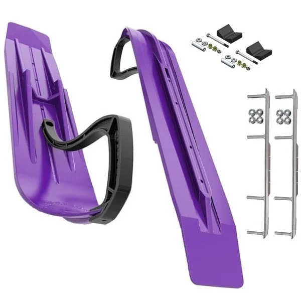 Slydog Powder Hound 7″ Purple Skis w/9″ Shaper Bar Complete Kit Polaris Trailing Arm Suspension & IQ Chassis
