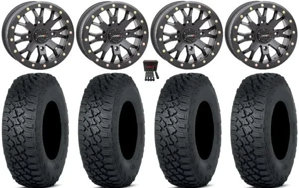 System 3 SB-4 15″ Wheels Bk (4+3) 30″ TenacityXNR 8ply Tires Kawasaki Teryx Mule
