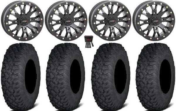 System 3 SB-4 Black (6+1) 15″ Wheels 35″ Coyote Tires Polaris Sportsman / RZR / Ranger
