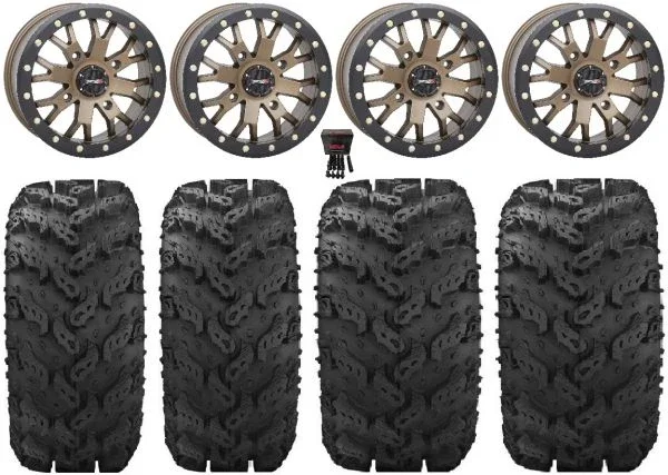 System 3 SB-4 Bronze (4+3) 14″ Wheels 27″ Reptile Tires Can-Am Commander Maverick Renegade Outlander Defender