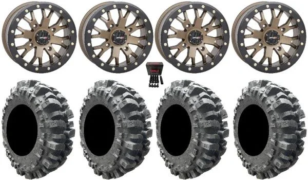System 3 SB-4 Bronze (4+3) 14″ Wheels 30″ Bogger Tires Kawasaki Mule Pro FXT KRX / Yamaha Wolverine RMAX / YXZ 2019+