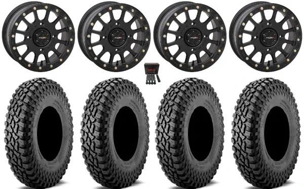 System 3 SB-5 14″ Wheels Black 32″ Incursion A/T Tires Polaris Sportsman / RZR / Ranger