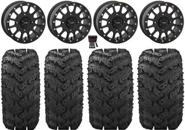 System 3 SB-5 Black 14″ Wheels 27″ Reptile Tires Sportsman 550 850 1000
