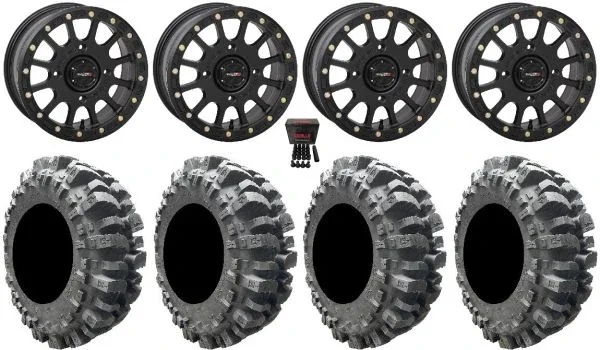 System 3 SB-5 Black 15″ Wheels 31″ Bogger Tires Kawasaki Teryx Mule