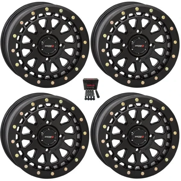 System 3 SB-6 Beadlock 15″ Wheels Matte Black (4+3) Can-Am Commander Maverick Renegade Outlander Defender