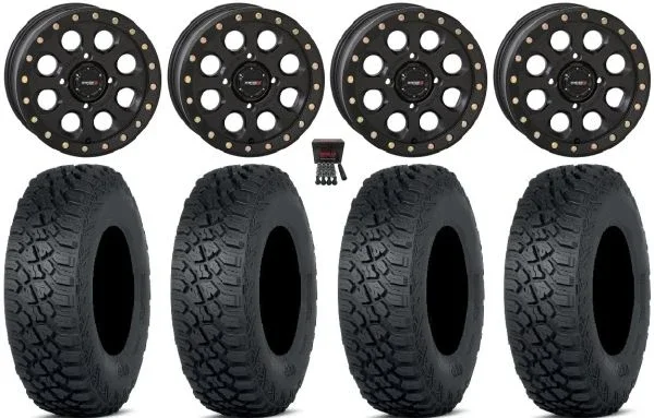 System 3 SB-7 15″Wheels Bk 4+3 30″Tenacity XNR 8ply Tires Kawasaki Mule Pro FXT KRX / Yamaha Wolverine RMAX / YXZ 2019+