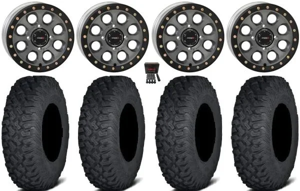 System 3 SB-7 15″ Wheels Titanium (4+3) 33″ Coyote Tires Kawasaki Teryx Mule