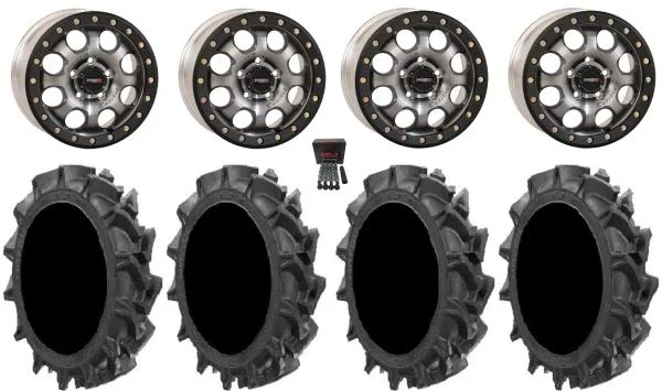 System 3 SB-7 Bdlk 18″ Wheels Ti 4+3 34″ MotoHavok Tires CFMoto UForce U10 Pro / U10 XL Pro / ZForce Z10 / Z10-4