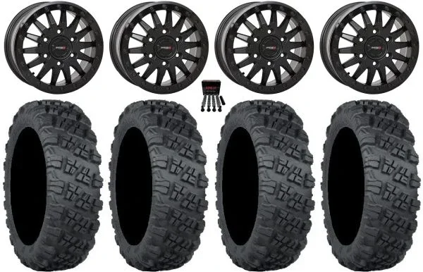 System 3 SB-8 Bdlk 15″Wheels Bk +38mm 30″ Versa Cross V3 Tires Can-Am Maverick R
