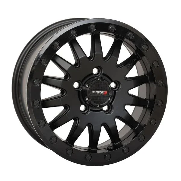 System 3 SB-8 Beadlock 15×10 Wide UTV Wheel – Matte Black (5×4.5) +0mm