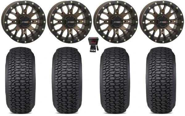 System 3 ST-3 14″ Wheels Bronze 28″ Regulator 2 Tires Can-Am Commander Maverick Renegade Outlander Defender
