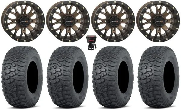 System 3 ST-3 14″ Wheels Bronze 28″ Terra Hook Tires Honda Pioneer