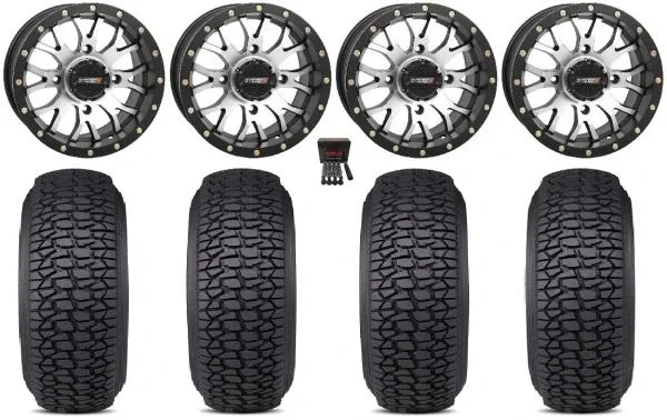 System 3 ST-3 14″ Wheels Machined 28″ Regulator 2 Tires Can-Am Commander Maverick Renegade Outlander Defender