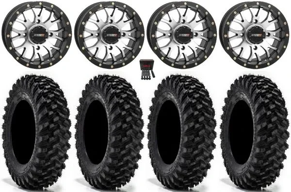 System 3 ST-3 14″ Wheels Machined 28″ Warrior XT Tires Polaris RZR XP 1000 / PRO XP / Ranger XP 900/1000