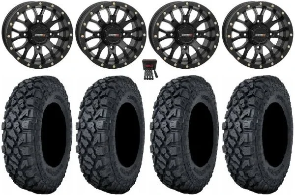 System 3 ST-3 Black 14″ Wheels 30″ Klever X/T Tires Polaris Sportsman / RZR / Ranger