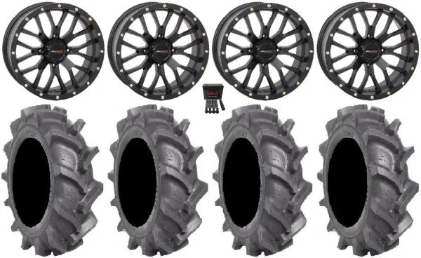 System 3 ST-3 Black 18″ Wheels 35″ BKT AT 171 Tires Polaris RZR XP 1000 / PRO XP / Ranger XP 900/1000