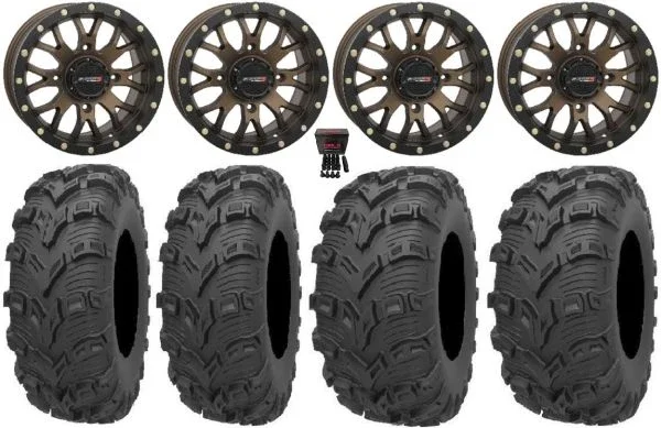 System 3 ST-3 Bronze 14″ Wheels 26″ Bear Claw EVO Tires Honda Pioneer