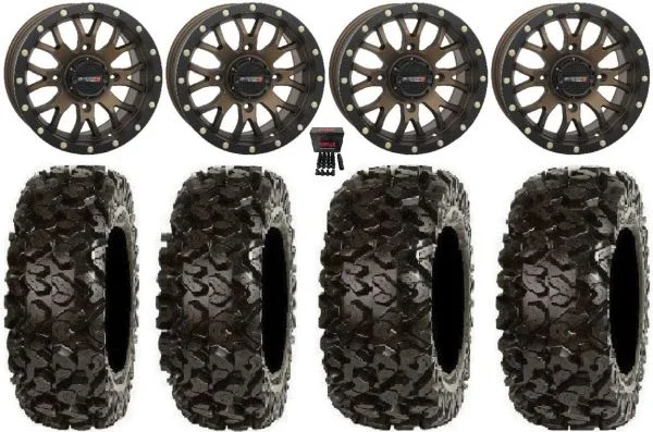 System 3 ST-3 Bronze 14″ Wheels 26″ Rip Saw Tires Sportsman 550 850 1000