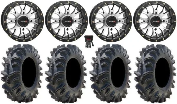 System 3 ST-3 Machined 14″ Wheels 32″ Terminator Tires Can-Am Maverick X3 / Honda Pioneer 1000 / Talon