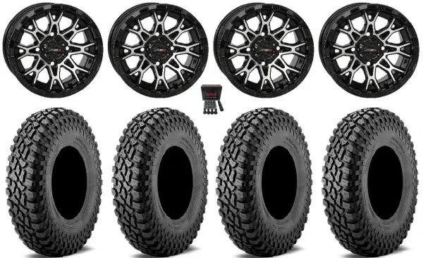 System 3 ST-6 14″ Wheels Black 28″ Incursion A/T Tires Polaris RZR XP 1000 / PRO XP / Ranger XP 900/1000