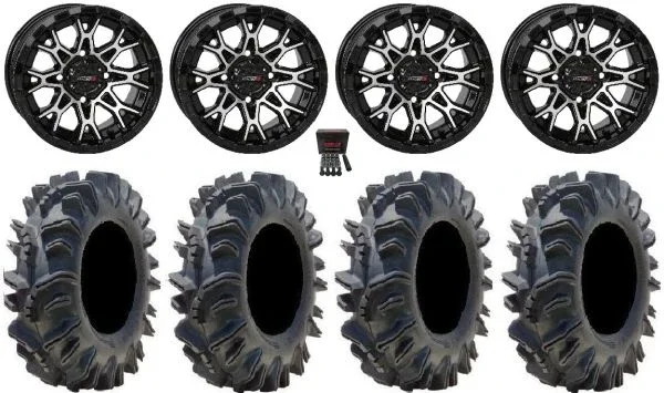 System 3 ST-6 14″ Wheels Black 29.5″ Terminator Tires Can-Am Maverick X3 / Honda Pioneer 1000 / Talon