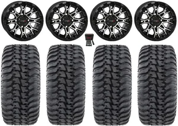 System 3 ST-6 14″ Wheels Black 30″ Regulator Tires Can-Am Commander Maverick Renegade Outlander Defender