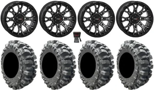 System 3 ST-6 14″ Wheels Dark Tint 31″ Bogger Tires Can-Am Commander Maverick Renegade Outlander Defender